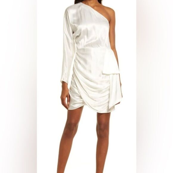 Elliatt Saronic One-Shoulder White Mini Cocktail Dress Size S - Picture 4 of 11